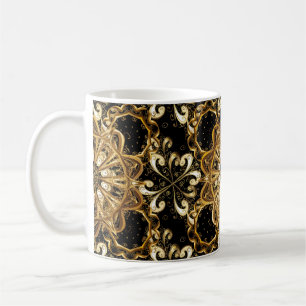 Mug Motif vintage sur arrière - plan noir avec or el