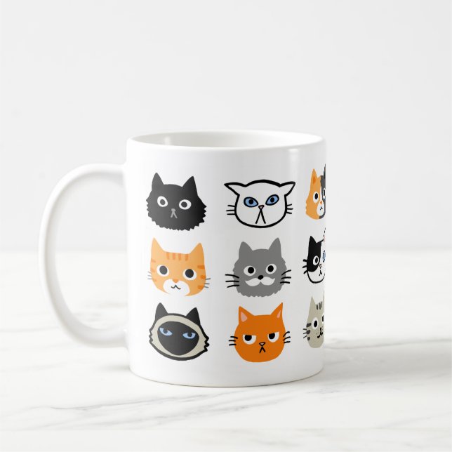 Mug Motif Visages de chat | Cool Kitty Cat Lover (Gauche)