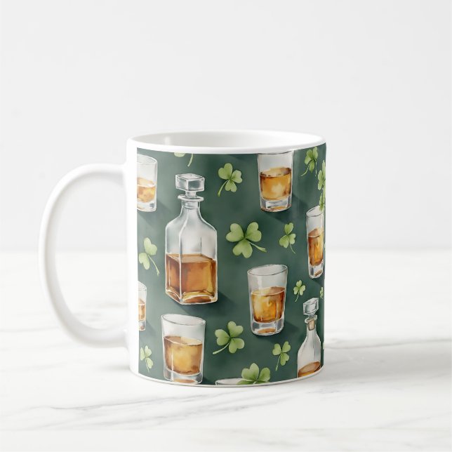 Mug Motif Whiskey et Trèfles de la Saint-Patrick (Gauche)