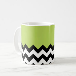 Mug Motif Zigzag noir et blanc, Chevron, Vert