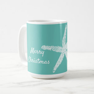 Mug Motifs d'étoiles de mer Turquoise White Beach Joye