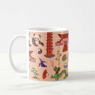 Mug Motifs hongkongais dessinés à la main : motif sans