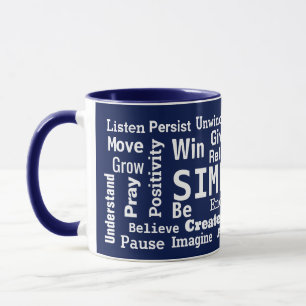 Mug Motivation Motif Nuage De Mot Sur Bleu Marine