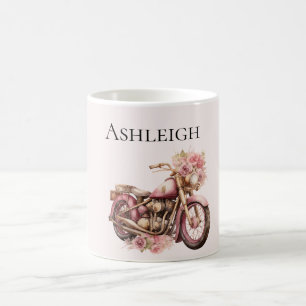 Mug Motocyclette florale rose  