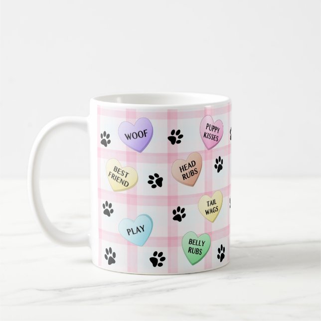 Mug Mots de chien Amour Coeurs Empreintes de pattes Mu (Gauche)
