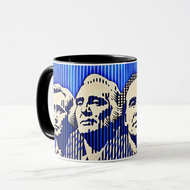 Mug Mount Rushmore dans le style d'illusion optique BA (Devant gauche)
