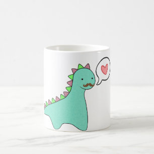 Mug Moustache bleue mignonne de dinosaure
