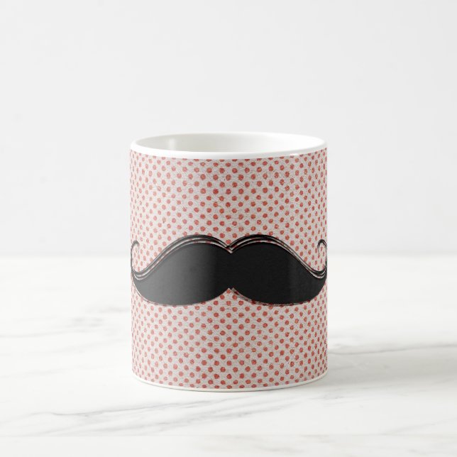 Mug Moustache noire artistique drôle et pois rouge (Centre)
