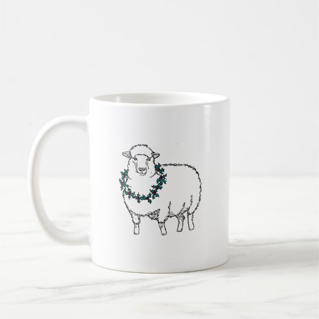 Mug Mouton de Noël avec Holly (Gauche)