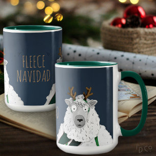 Mug Mouton drôle 'Fleece Navidad' dessin animé bleu gr