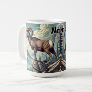 Mug Mouton noir personnalisé sur un rocher
