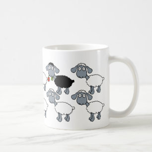 Mug Mouton noir troupeau blanc qui se démarque dans la