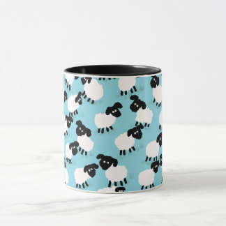 Mug Moutons Fluffants Sur Bleu Bébé