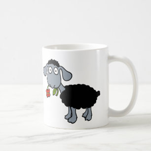 Mug Moutons noirs deux agneaux mignons avec les fleurs