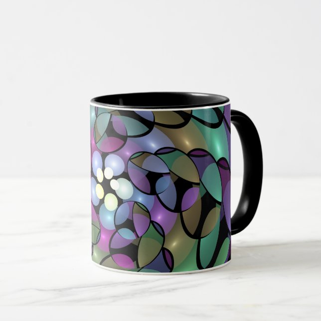 Mug Mouvements colorés Abstrait Trippy Fractal Art (Devant droit)