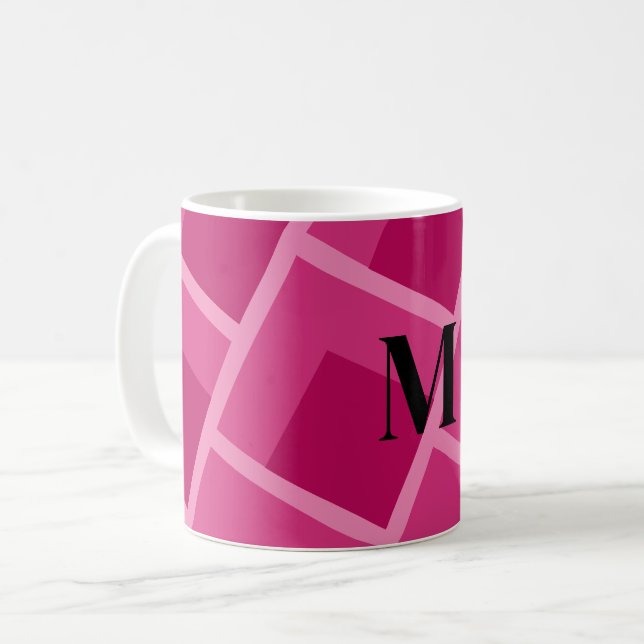 Mug moyen siècle moderne abstrait rose géométrique (Devant gauche)