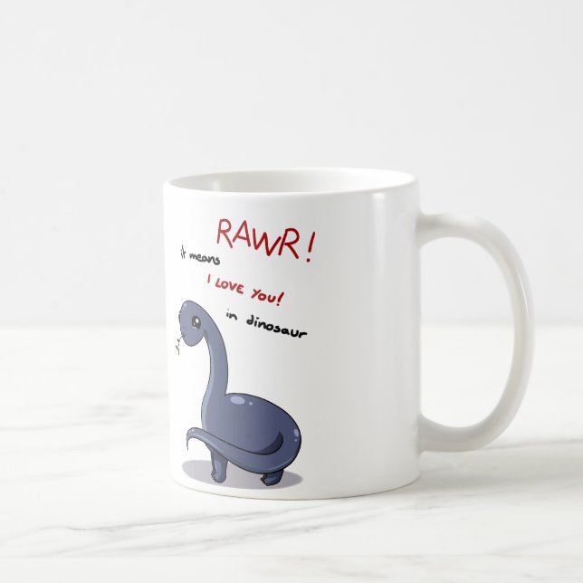 Mug moyens de rawr de brontosaure je t'aime :) (Droite)