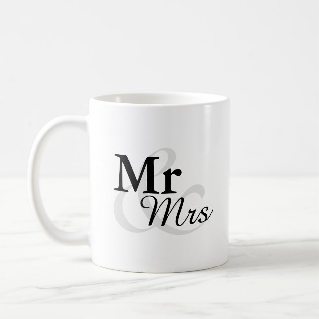 Mug Mr&Mrs Simple Elegant Typographie Mariage Faveur (Gauche)
