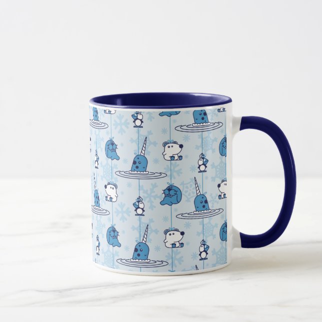 Mug Mr. Narwhal Blue Snowflake Pattern (Droite)