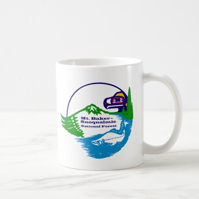 Mug Mt Baker - Logo de la forêt nationale de Snoqualmi (Droite)