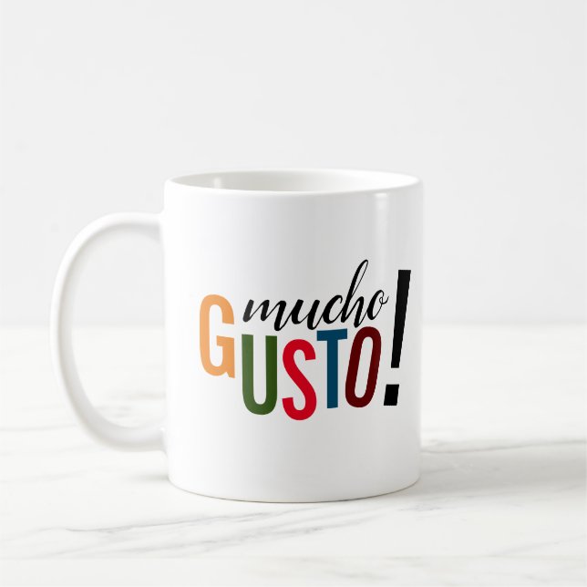 Mug Mucho Gusto coloré ! Ravi de vous rencontrer (Gauche)