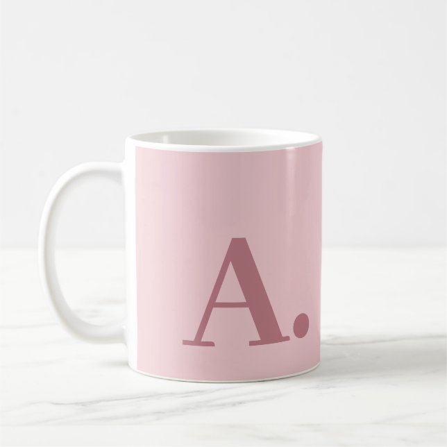 Mug "Mug de café Rose Monogramme moderne" (Gauche)