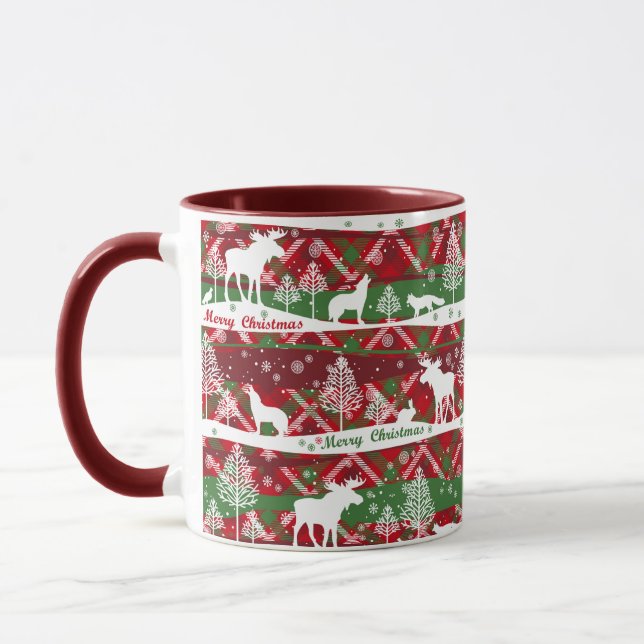 Mug Mug-Deux Tone-Rouge/Vert Scène de Noël (Gauche)