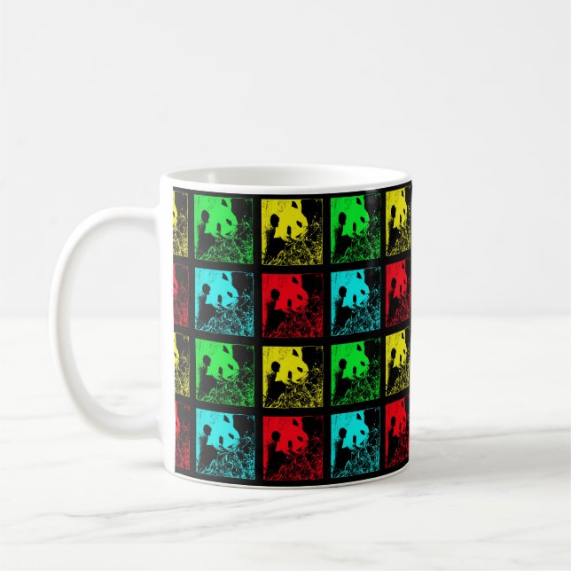 Mug Mug, Pandas Géant Pop Art, Bleu Rouge Vert Jaune (Gauche)