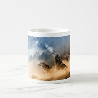 Mug Mug, WOOD SCREEN, howling wolf, photo