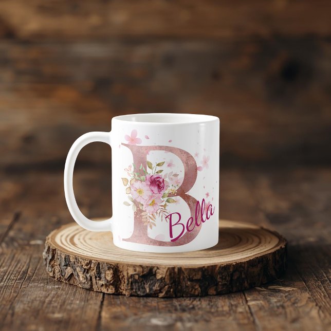 Mug Mugue à initiale florale personnalisée – Lettre B (Créateur téléchargé)
