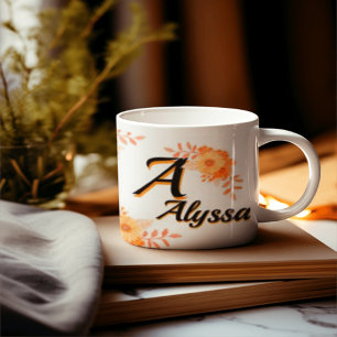 Mug Mugue à monogramme floral personnalisé - Nom et in