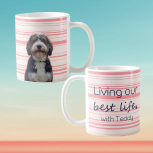 Mug Mugue photo personnalisé pour chien rayure rose pâ