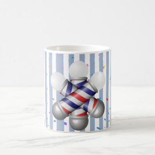 Mug Mugue rayée bleue et blanche Mât de barbier