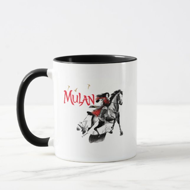 Mug Mulan Riding Black Vent Aquarelle Art (Gauche)