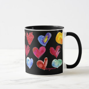 Mug Multicolor Artsy Love Hearts BlackMug 4 de 4