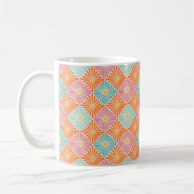 Mug Multicolor Flower Mosaic Retro (Gauche)