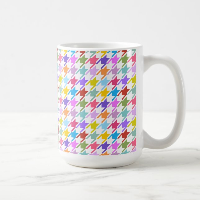 Mug Multicolor Houndstooth+Motif blanc (Droite)