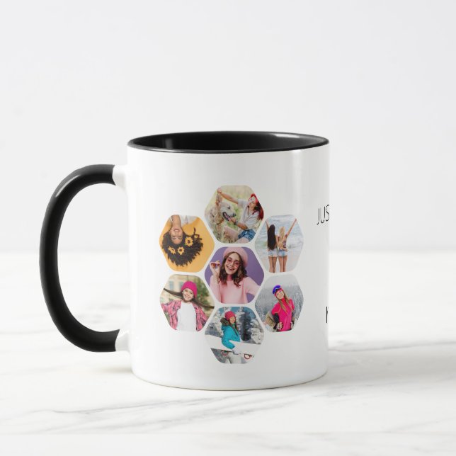 Mug Multiphoto Collage JUSTE APRÈS VOTRE Nom Personnal (Gauche)