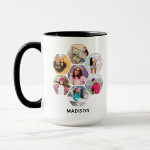 Mug Multiphoto Collage moderne Nom personnalisé