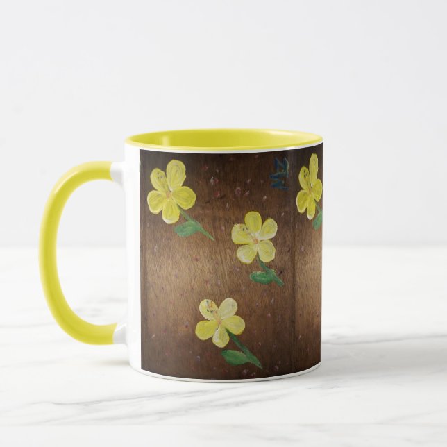 Mug muqueuse de peinture à la fleur jaune (Gauche)
