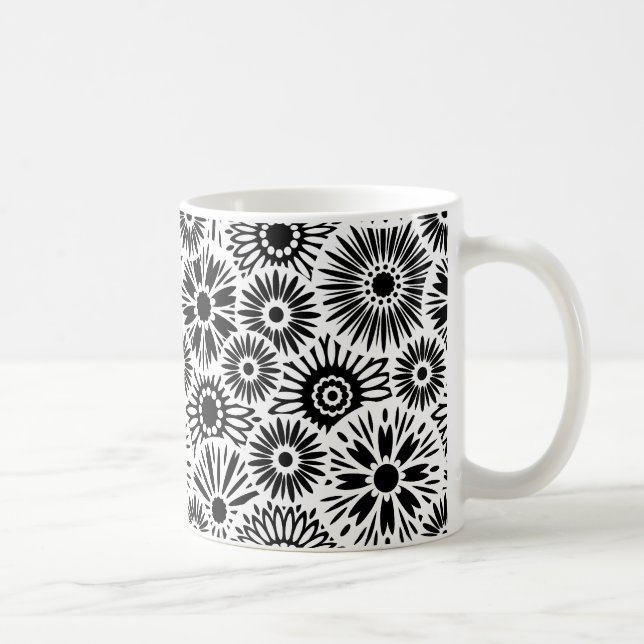 Mug muqueuse florale noire et blanche (Droite)