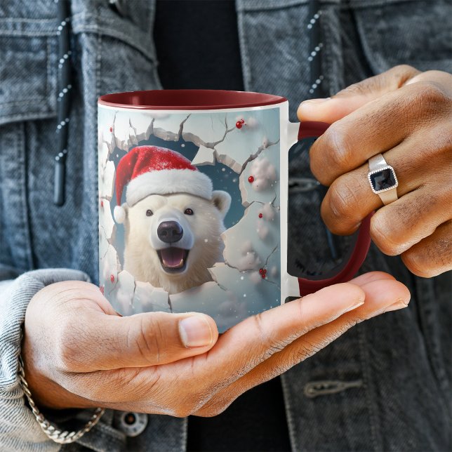 Mug Mur de neige de l'ours polaire du Père Noël (Créateur téléchargé)