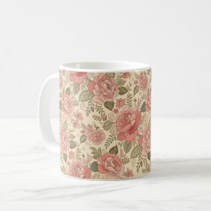 Mug Muse Florale Poussiéreuse - Style Batik Rose Pouss