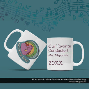 Mug Music Heart Rainbow Favori Nom du chef