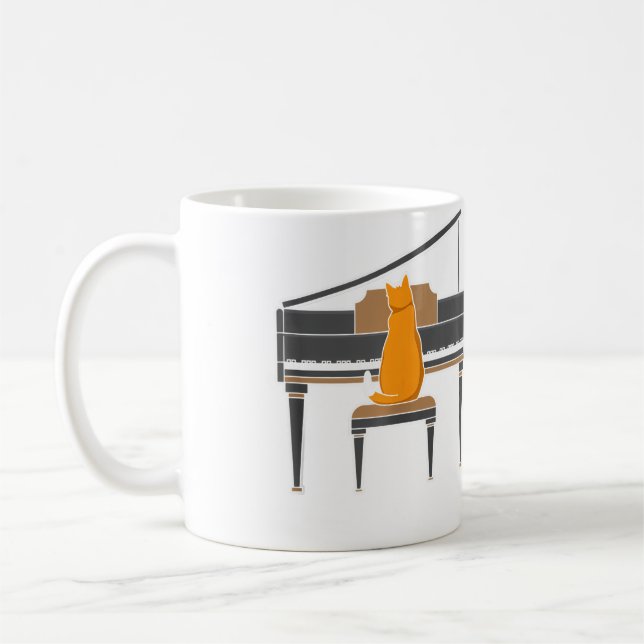 Mug Music Lover Cat Playing Piano (Gauche)