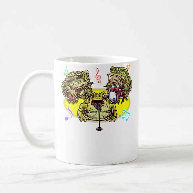 Mug Musicien de groupe de grenouille drôle jouant de l (Gauche)
