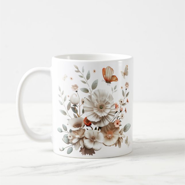 Mug Musique à fleurs blanches (Gauche)
