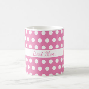 Mug Musique à points rose et blanc personnalisée