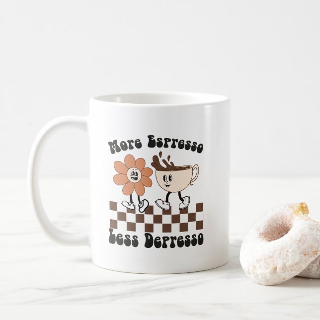 Mug Musique À Thème Rétro "Plus d'Espresso Moins de Dé (Avec donut)