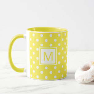 Mug Musique blanche À petits pois Art sur jaune clair